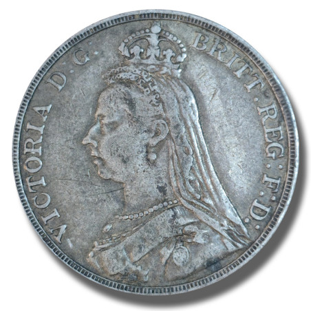 1892 United Kingdom Victoria Crown Head Full Crown Silver Coin