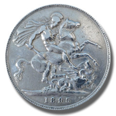 1895 United Kingdom Victoria Veiled Head Full Crown Silver Coin