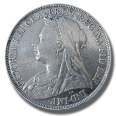 1895 United Kingdom Victoria Veiled Head Full Crown Silver Coin