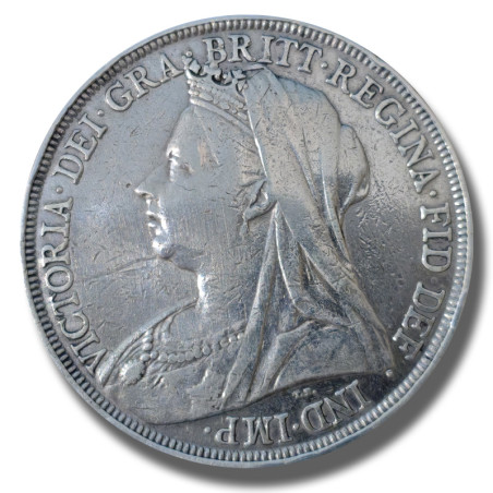 1895 United Kingdom Victoria Veiled Head Full Crown Silver Coin