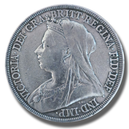 1893 United Kingdom Victoria Veiled Head Full Crown Silver Coin