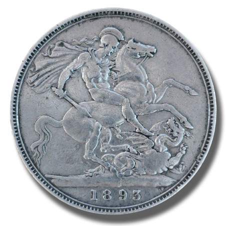 1893 United Kingdom Victoria Veiled Head Full Crown Silver Coin