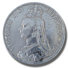 1890 United Kingdom Victoria Crown Head Full Crown Silver Coin