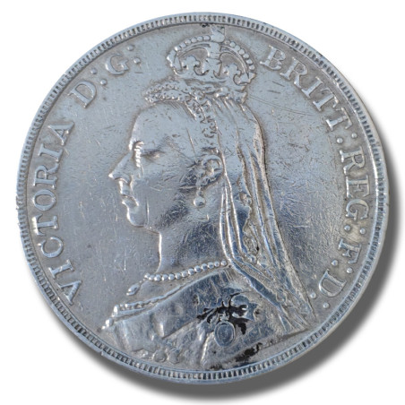 1890 United Kingdom Victoria Crown Head Full Crown Silver Coin