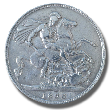 1893 United Kingdom Victoria Veiled Head Full Crown Silver Coin