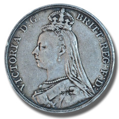 1891 United Kingdom Victoria Crown Head Full Crown Silver Coin