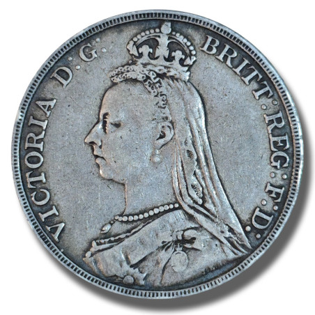 1891 United Kingdom Victoria Crown Head Full Crown Silver Coin