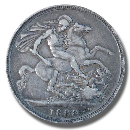 1898 United Kingdom Victoria Crown Head Full Crown Silver Coin
