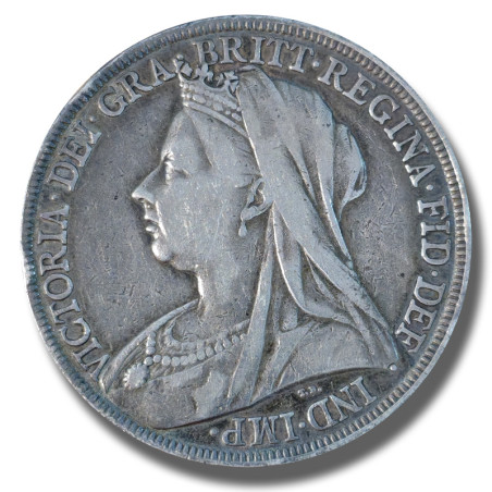 1898 United Kingdom Victoria Crown Head Full Crown Silver Coin