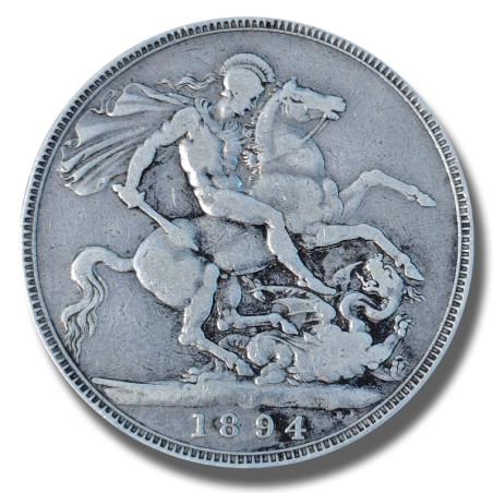 1894 United Kingdom Victoria Veiled Head Full Crown Silver Coin