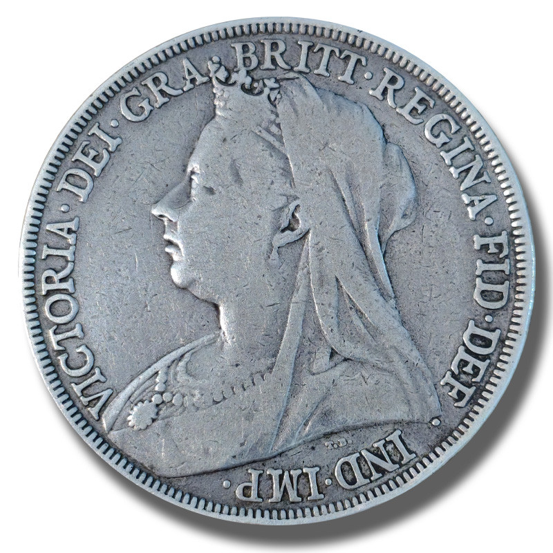 1894 United Kingdom Victoria Veiled Head Full Crown Silver Coin