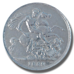 1889 United Kingdom Victoria Crown Head Full Crown Silver Coin