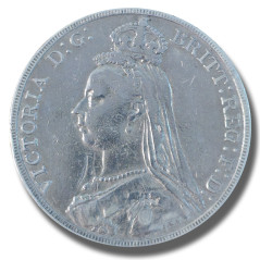 1889 United Kingdom Victoria Crown Head Full Crown Silver Coin