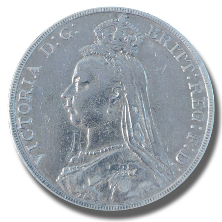 1889 United Kingdom Victoria Crown Head Full Crown Silver Coin