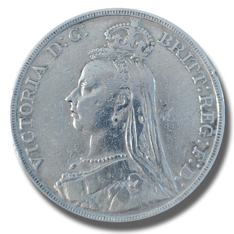 1892 United Kingdom Victoria Crown Head Full Crown Silver Coin
