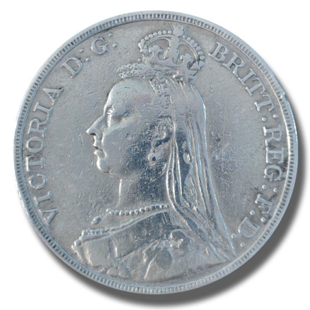 1892 United Kingdom Victoria Crown Head Full Crown Silver Coin
