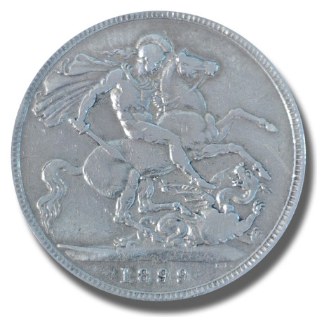 1899 United Kingdom Victoria Veiled Head Full Crown Silver Coin
