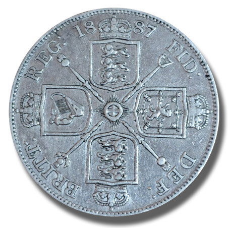 1887 United Kingdom Victoria Crown Head Double Florin Silver coin