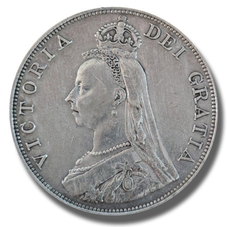 1888 United Kingdom Victoria Crown Head Double Florin Silver Coin