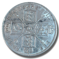 1887 United Kingdom Victoria Crown Head Double Florin Silver coin