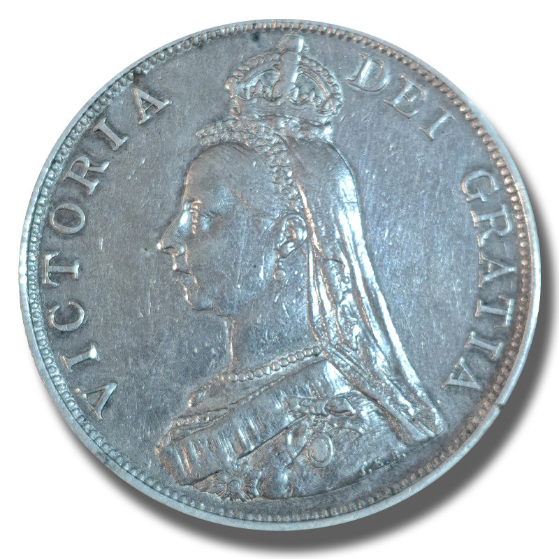 1890 United Kingdom Victor Crown Head Double Florin Silver Coin