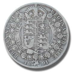 1891 United Kingdom Victoria Half  Crown Silver Coin