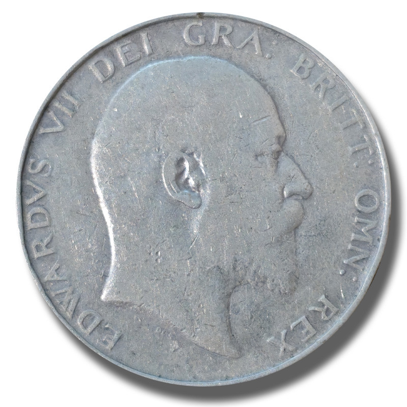 1907 United Kingdom Edwardvs VII Half  Crown Silver Coin