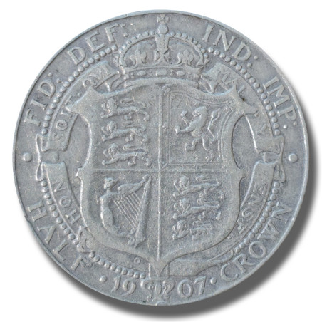 1907 United Kingdom Edwardvs VII Half  Crown Silver Coin