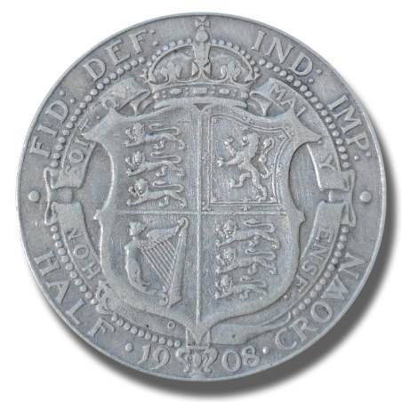 1908 United Kingdom Edwardvs VII Half Crown Silver Coin