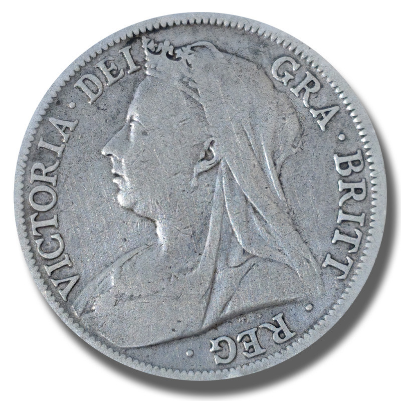 1894 United Kingdom Victoria Veiled Head Half Crown Silver Coin