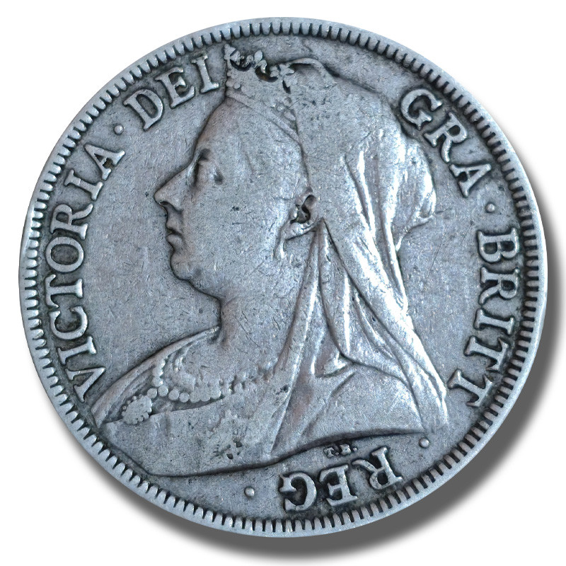 1895 United Kingdom Victoria Veiled Head Half Crown Silver Coin