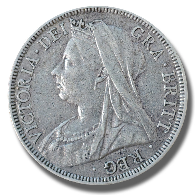 1901 United Kingdom Victoria Veiled Head Half Crown Silver Coin