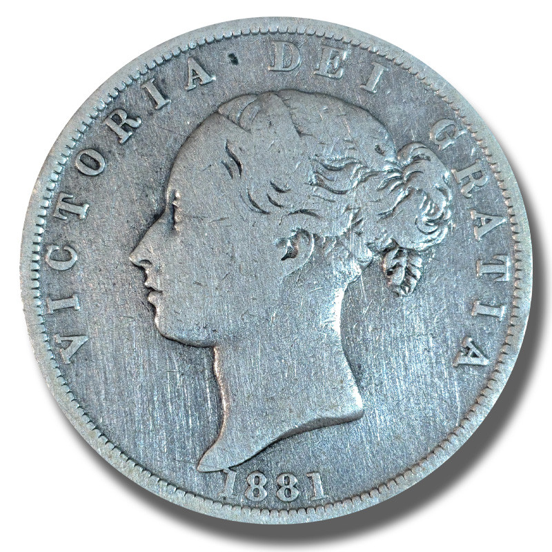 1881 United Kingdom Victoria Young Head Half Crown Silver Coin