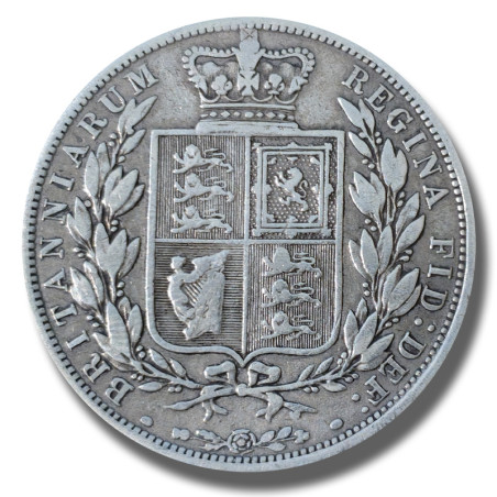 1883 United Kingdom Victoria Young Head Half Crown Silver Coin