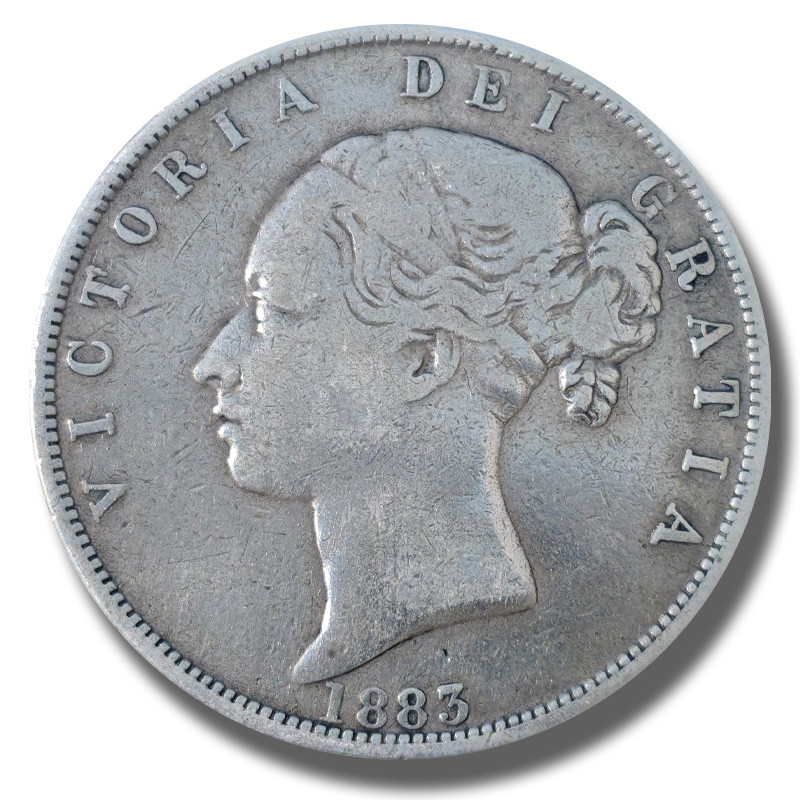 1883 United Kingdom Victoria Young Head Half Crown Silver Coin