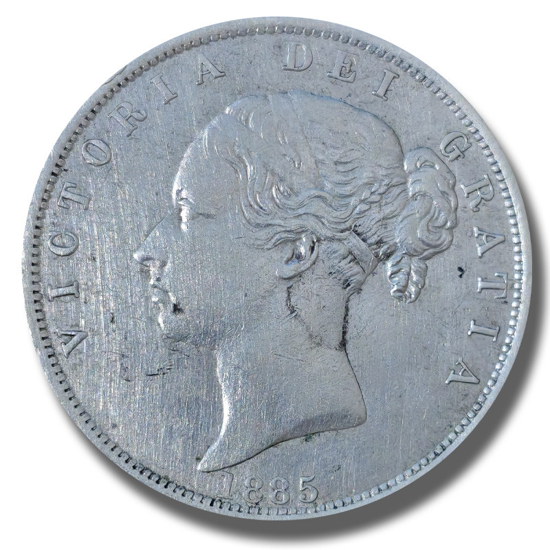 1885 United Kingdom Victoria Young Head Half Crown Silver Coin