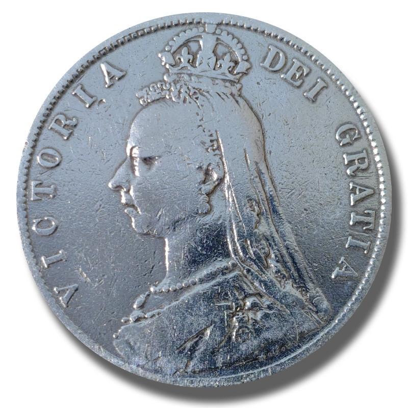 1892 United Kingdom Victoria Jubilee Head Half Crown Silver Coin
