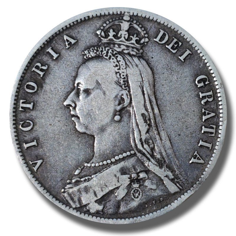 1892 United Kingdom Victoria Jubilee Head Half Crown Silver Coin