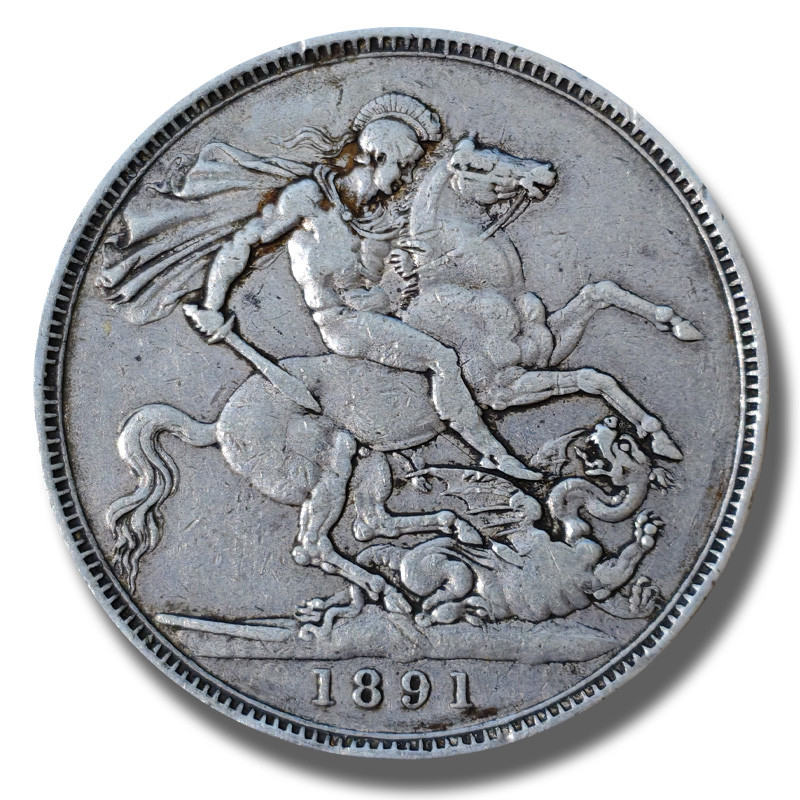 1891 United Kingdom Victoria Crown Head Full Crown Silver Coin 1891 United Kingdom Victoria Crown Head Full Crown Silver Coin