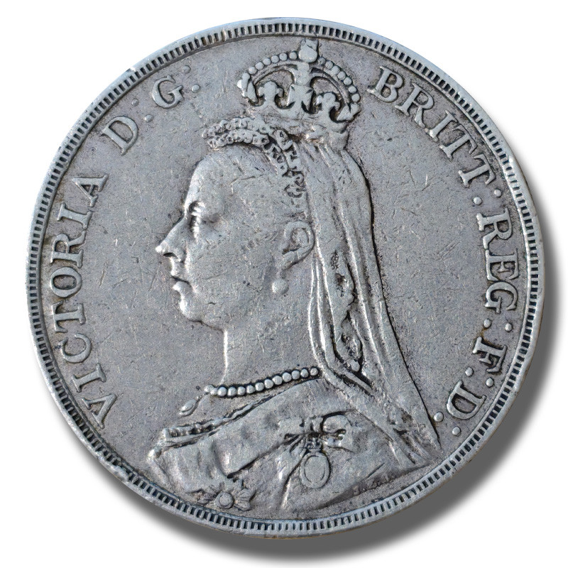 1891 United Kingdom Victoria Crown Head Full Crown Silver Coin