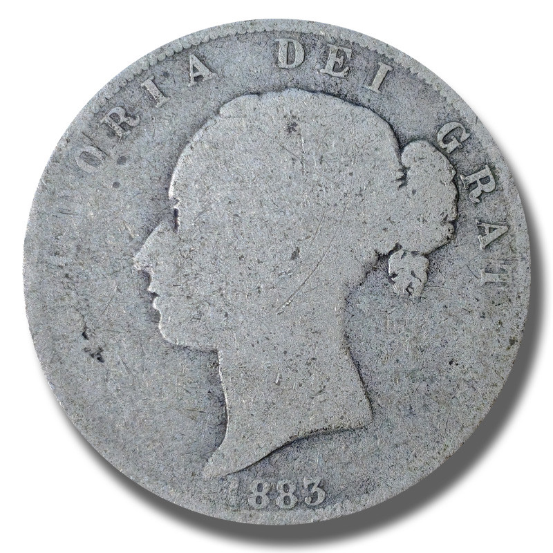 1883 United Kingdom Victoria Young Head Half Crown Silver Coin