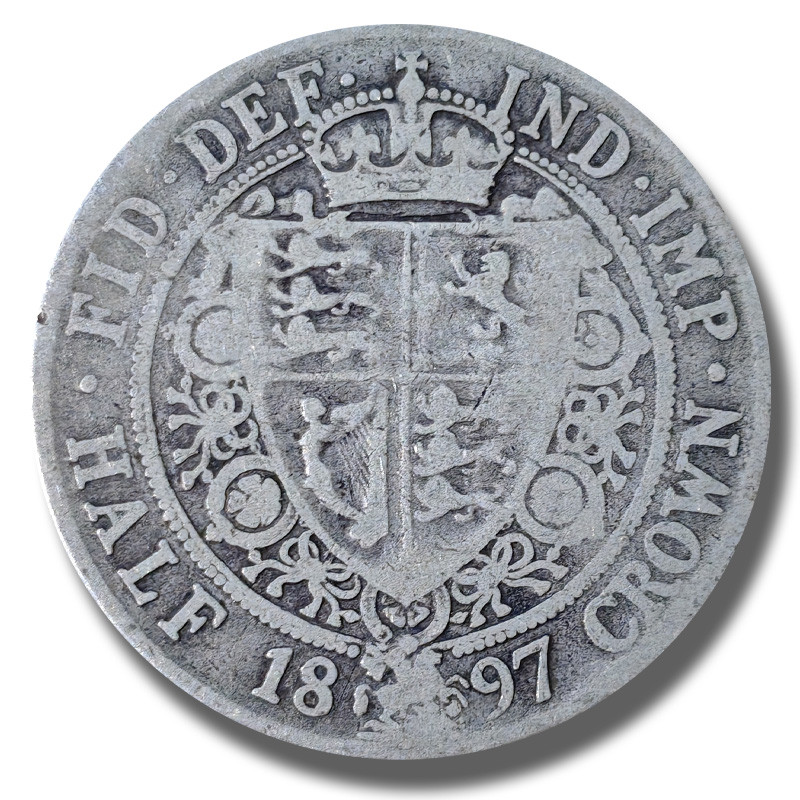1897 United Kingdom Victoria Veiled Head Half Crown Silver Coin