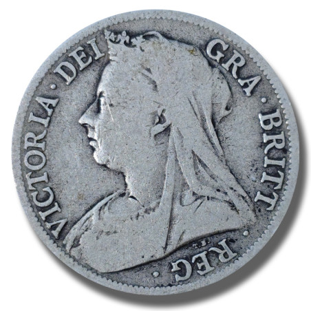 1897 United Kingdom Victoria Veiled Head Half Crown Silver Coin