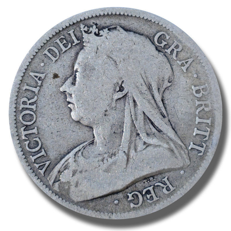 1893 United Kingdom Victoria Veiled Head Half Crown Silver Coin