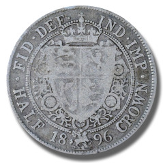 1896 United Kingdom Victoria Veiled Head Half Crown Silver Coin