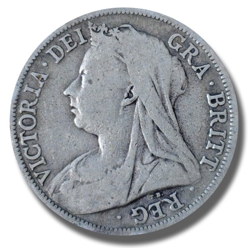 1896 United Kingdom Victoria Veiled Head Half Crown Silver Coin