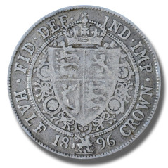 1896 United Kingdom Victoria Veiled Head Half Crown Silver Coin