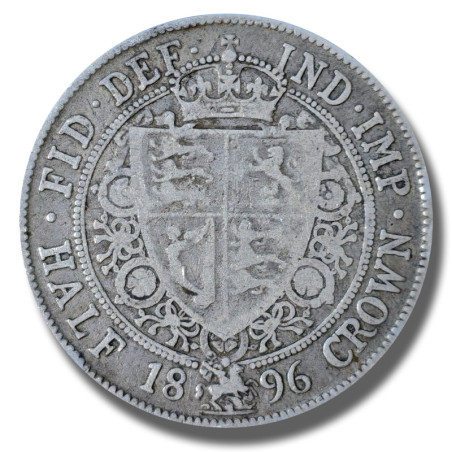 1896 United Kingdom Victoria Veiled Head Half Crown Silver Coin