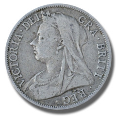 1896 United Kingdom Victoria Veiled Head Half Crown Silver Coin