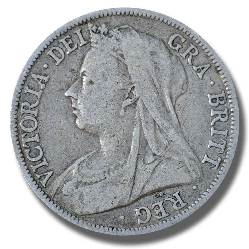 1896 United Kingdom Victoria Veiled Head Half Crown Silver Coin